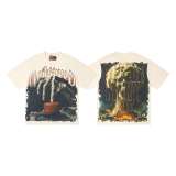 25ss Cross-Border Foreign Trade GOD American Trend Washed Vintage Skull High-Definition Print White Ink Direct Print Loose Fit Short Sleeve T-Shirt for Men