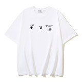 25ss European and American cross-border fashion high street OFF-WHITE high-quality printed graffiti loose short-sleeve T-shirt for men and women