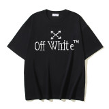 25ss European and American cross-border fashion high street OFF-WHITE high-quality printed graffiti loose short-sleeve T-shirt for men and women