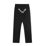 Foreign trade American-style trendy brand sp555der spider web rhinestone letter fleece hoodie unisex sweatshirt and pants