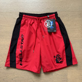 New summer style washed distressed casual shorts with flame print, trendy brand Hell Star men's knee-length shorts