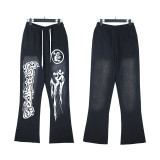 25ss high-quality Hellstar trendy high street washed distressed loose hoodie sweatshirt and pants unisex set