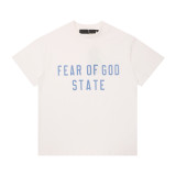 Spring/Summer New FOG ICON Double-Line Letter Print Crew Neck Pullover Short Sleeve Unisex Fleece Hoodie