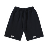 Brushed fleece 450g double logo print OW shorts, new summer style, European and American trendy brand, plus size knee-length shorts