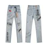 Cross-border foreign trade KS new American retro basic high street ripped and patched trendy cool straight men's jeans