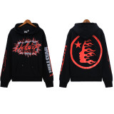 [Hell Series] Trendy High Street Hell Star Distressed Worker Head Print Casual Hoodie