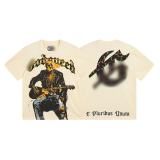 Cross-border foreign trade American fashion high street skull rock band washed casual loose short-sleeve t-shirt for men and women