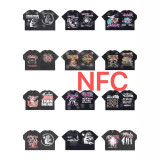New cross-border HELL trendy high-quality vintage distressed T-shirt, loose fit printed short-sleeve T-shirt, unisex style for couples
