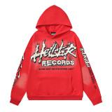 Cross-border European and American HELL NFC high street short-sleeve retro trendy loose hooded sweatshirt for men and women, same style for couples