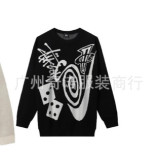 23S STU new knitted sweater with curved letter print, unisex, suitable for couples, versatile, pure cotton, long sleeve