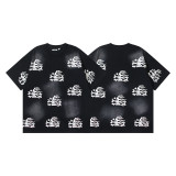 25ss Summer New Hellstar American Style Trendy Brand High Street Washed Vintage Print Unisex Short Sleeve T-Shirt