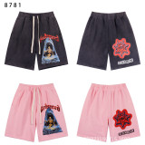 25ss Summer New Godspeed American Style Trendy Rock Street Hip-Hop Vintage Washed Printed Shorts