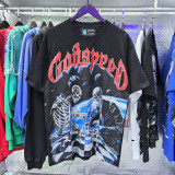 Cross-border foreign trade wholesale American fashion Godspeed double-thread pure cotton printed round-neck short-sleeve T-shirt for men and women