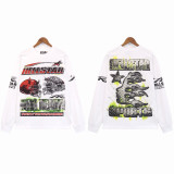 [Hell Series] Trendy High Street Hell Star Distressed Worker Head Print Casual Hoodie