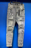 Cross-border European and American Purple Brand jeans, washed, distressed, vintage, ripped, with splatter paint, cool and stylish, Amiri American style