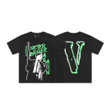 Cross-border supply: Trendy brand LONE Sakura short-sleeve T-shirt with sketch embroidery, lip print, and graffiti print
