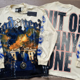 Spring new trendy rock band street style pure cotton loose long-sleeve T-shirt for both men and women