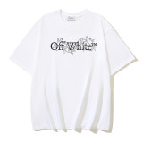 American streetwear brand OFF OW arrow graffiti print heavy-duty street style summer short-sleeve high street casual T-shirt for men and women