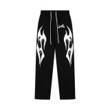 24ss American high street fashion brand HELL street heavy print terry sweatshirt casual sports hooded set for men and women