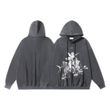 25ss cross-border foreign trade OFF American style trendy brand washed and distressed heavy religious oil painting print men's hoodie