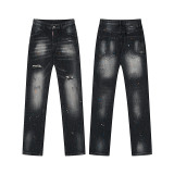 Cross-border foreign trade DSQUARED2 European and American trendy brand slim-fit skinny jeans with washed-out and distressed details for men