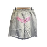 Sp555der American fashion brand high street foam letter logo shorts, summer loose-fitting knee-length shorts, unisex