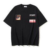 Wholesale high-quality foreign trade trendy brand off-shoulder short-sleeve T-shirts with melting arrow gradient starry sky splatter ink design, couple style