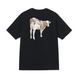 6STU New T-Shirt for Men and Women, Short Sleeve T-Shirt with Cow Print, Loose Fit, 230g, Summer Tee