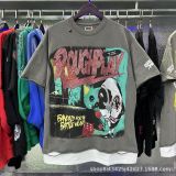 SS Cross-Border Fashion Wholesale Rou Street Hip-Hop Retro Printed Ripped Fake Two-Piece Loose Long-Sleeve for Men and Women