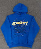 Popular foreign trade item: heavy-duty hoodie with spider web print, trendy brand, loose fit, fleece-lined sp5der sweatshirt and pants for men, in stock
