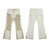 Gallery Dept European and American high street vintage washed loose wide-leg micro-flared multi-color patchwork washed denim jeans