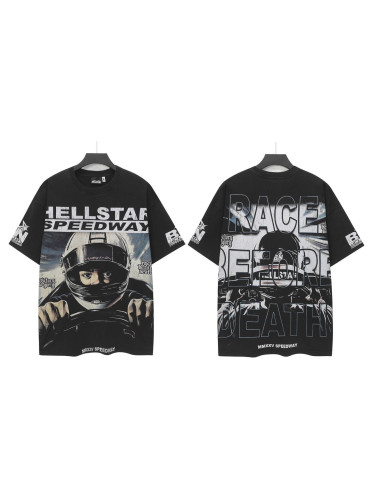 New Hellstar high-quality vintage washed loose-fit short-sleeve T-shirt for men