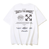 Wholesale high-quality foreign trade trendy brand off-shoulder short-sleeve T-shirts with melting arrow gradient starry sky splatter ink design, couple style