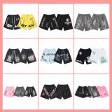 New summer style washed distressed casual shorts with flame print, trendy brand Hell Star men's knee-length shorts