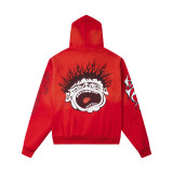 New Hellstar European and American fashion brand high street fleece washed distressed zip-up hoodie for men and women