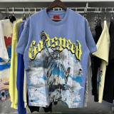 Cross-border foreign trade wholesale American fashion Godspeed double-thread pure cotton printed round-neck short-sleeve T-shirt for men and women
