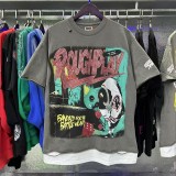 Rough Play retro print high street casual washed distressed unisex short-sleeve T-shirt vest ins street fashion