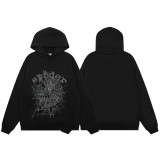 Cross-border foreign trade European and American trendy brand sp555der spider web letter print hoodie sweatshirt and pants set for men and women