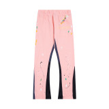 Correct version of Gallery Dept hand-painted splatter-ink patchwork drawstring high street casual sweatpants with a slight flare for men