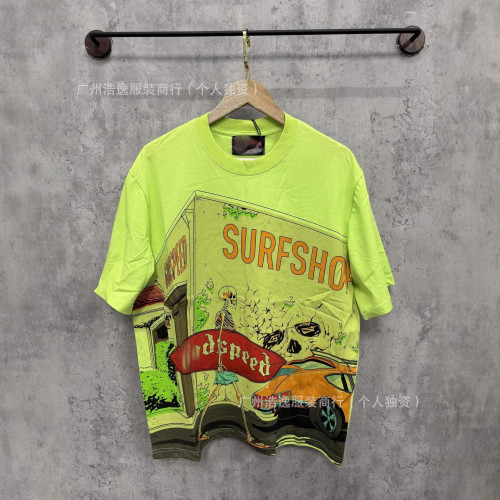 25ss Cross-Border Foreign Trade GOD American Trend Washed Vintage Skull High-Definition Print White Ink Direct Print Loose Fit Short Sleeve T-Shirt for Men