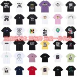 Summer trendy brand short-sleeve T-shirt with dice, black eight, and ice cream designs, basic American style couple's wear for summer
