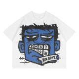 MIXED EMOTION High-Quality Fashionable High-Street Angel Rhinestone Vintage Loose-Fit Short-Sleeve Full-Print Unisex T-Shirt