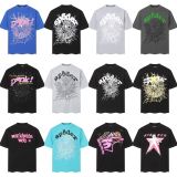 26ss Cross-Border Foreign Trade Sp555der American Style Trendy Brand High Street Printed Foam Loose Casual Short Sleeve T-Shirt for Men and Women