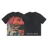New Summer Arrival: GOD Fashion High Street Vintage Washed Distressed Short Sleeve Rock Band Print Loose Fit T-Shirt