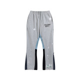 High-quality European and American new style Gallery washed micro-flared black and blue patchwork jeans for men and women, long pants and shorts
