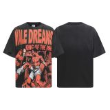 Cross-border American streetwear brand Vall washed distressed printed short-sleeve hip-hop loose street fashion T-shirt for men and women