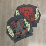 Rough Play vintage washed distressed high street rhinestone frayed men's and women's short-sleeve T-shirt vest ins street fashion