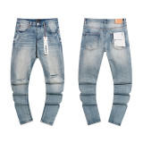 Cross-border European and American Purple Brand jeans, washed, distressed, vintage, ripped, with splatter paint, cool and stylish, Amiri American style