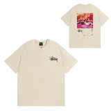 Summer trendy brand short-sleeve T-shirt with dice, black eight, and ice cream designs, basic American style couple's wear for summer