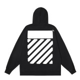 25ss American fashion high street OFF series autumn and winter OW arrow stripe trendy casual unisex loose hooded sweatshirt